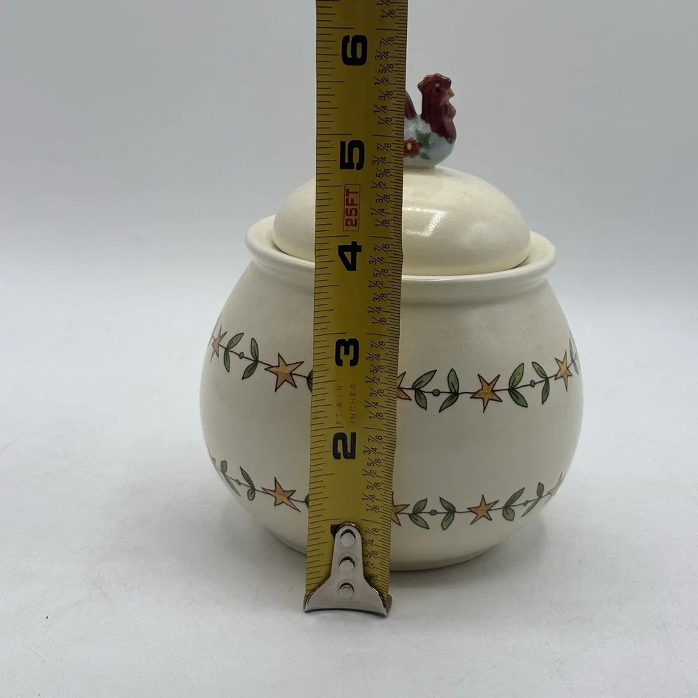 Vintage Y2K‎ Teapot & Sugar Bowl w/ Rooster Decoration Country Style Farmhouse